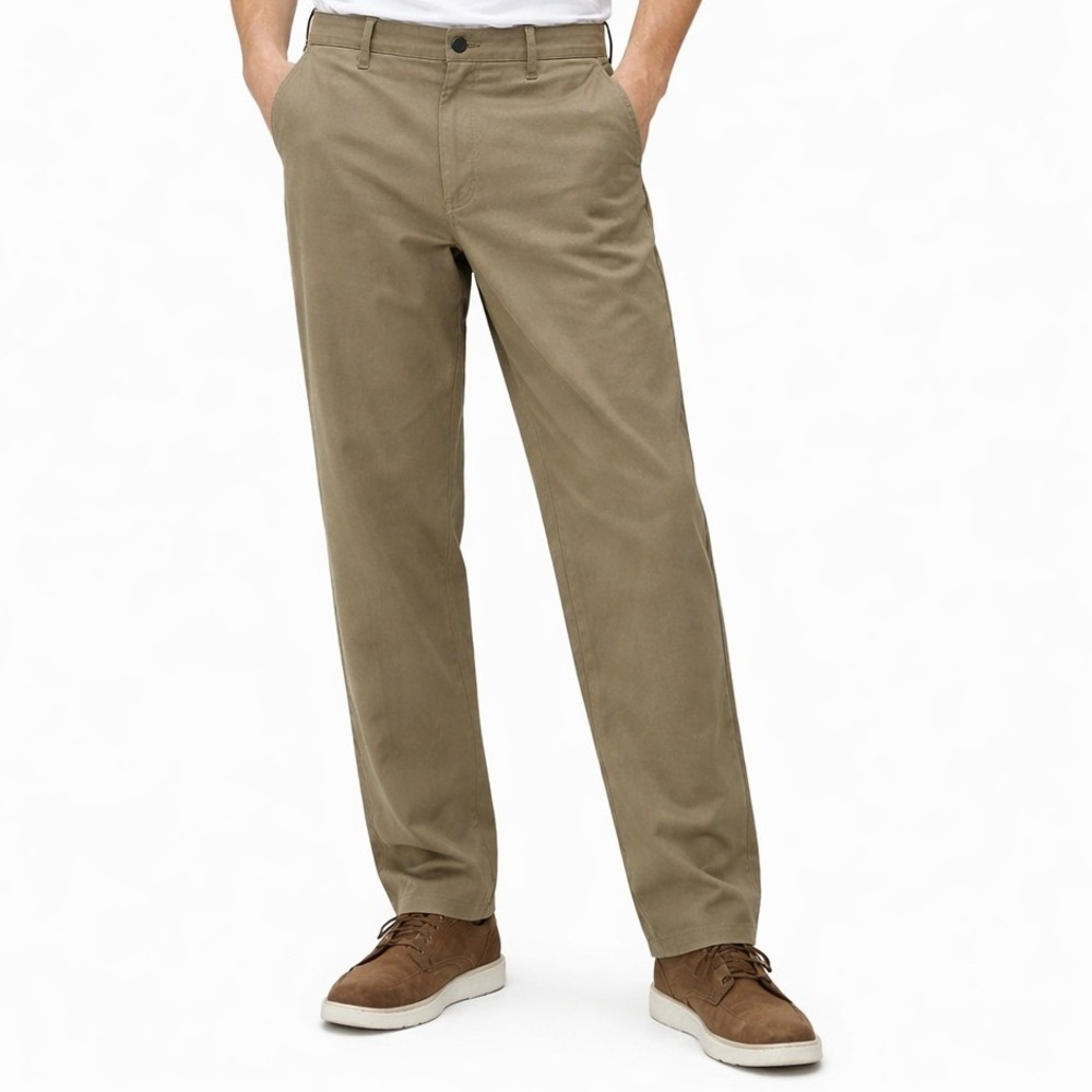 Dockers Pants Mens 33x30 Taupe Straight Leg Flat Front Cotton Twill